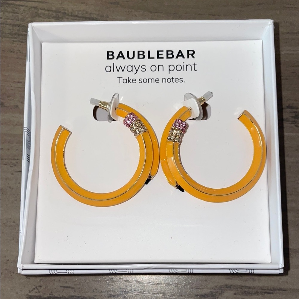 BaubleBar Vibrant Pencil Hoops with bling easer tops